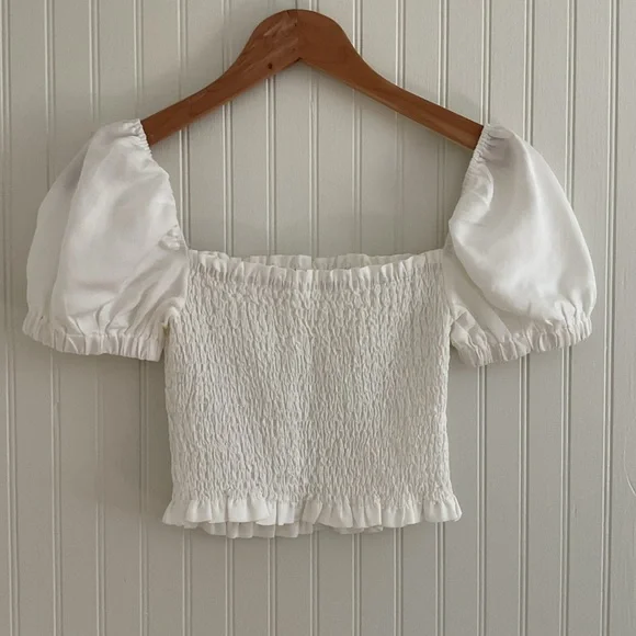 ASTR The Label Mason Smocked Puff Sleeve Top White - Picture 5 of 7